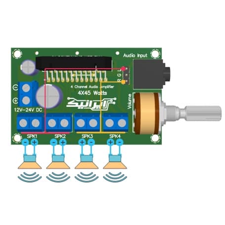 ماژول آمپلی فایر 4x45W با تراشه TDA7388 ایرانیک — تصویر ۵