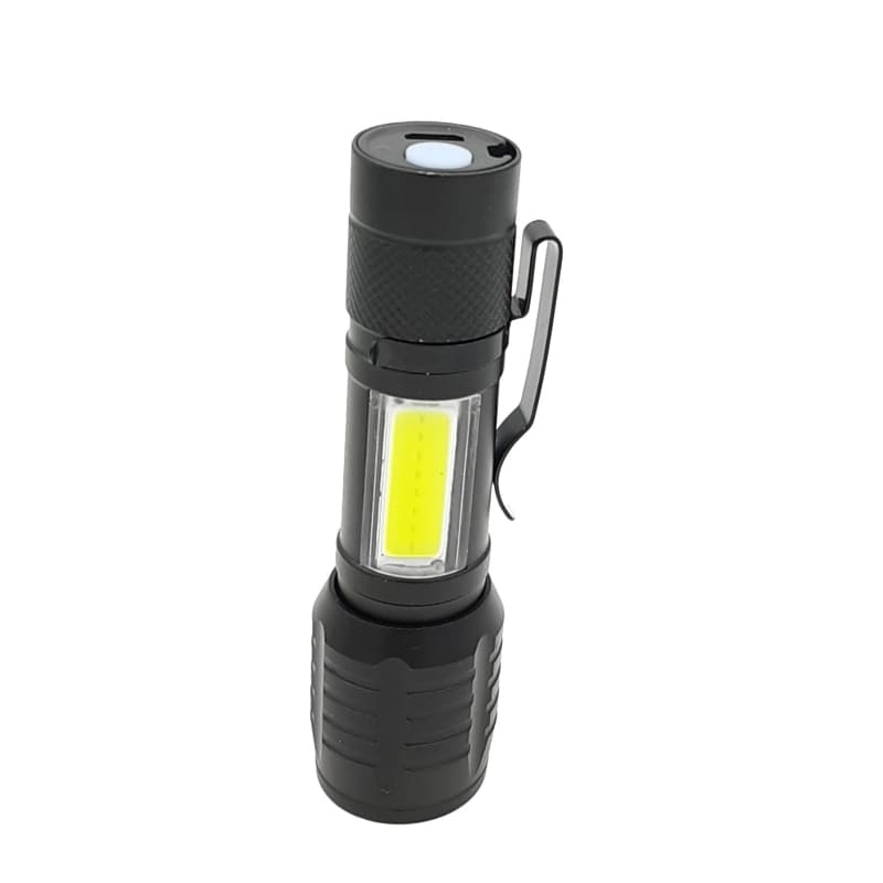 چراغ قوه زوم دار جیبی XPE+COB با چراغ بغل — تصویر ۹