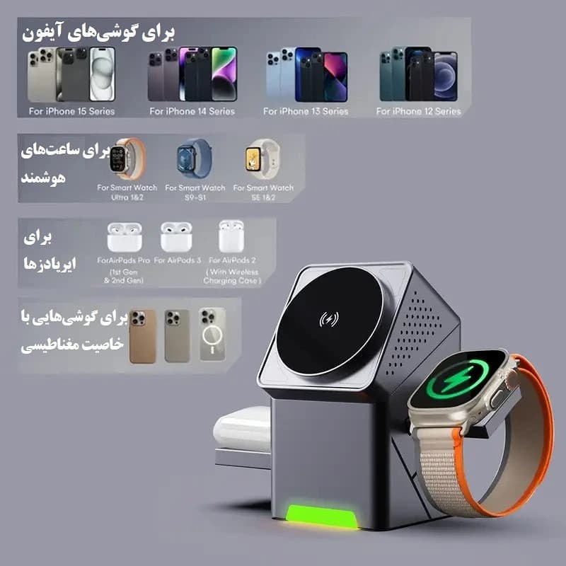 پایه شارژ رومیزی وایرلس مدل wireless charging 15W – R7 — تصویر ۵