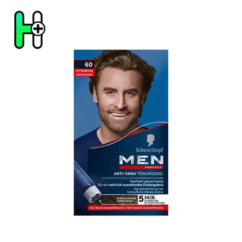 ژل رنگ موی مردانه شوارتسکف Schwarzkopf MEN Perfect – شماره 60 (قهوه‌ای متوسط)