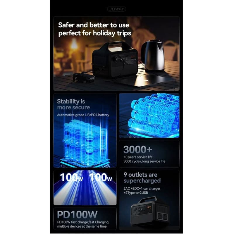 پاور استیشن جووی مدل HW02 P&W ظرفیت 600 وات ساعت — تصویر ۶