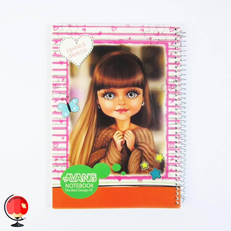 دفتر نقاشی 100 برگ سیمی طرح عروسک جلد طلقی آونگ