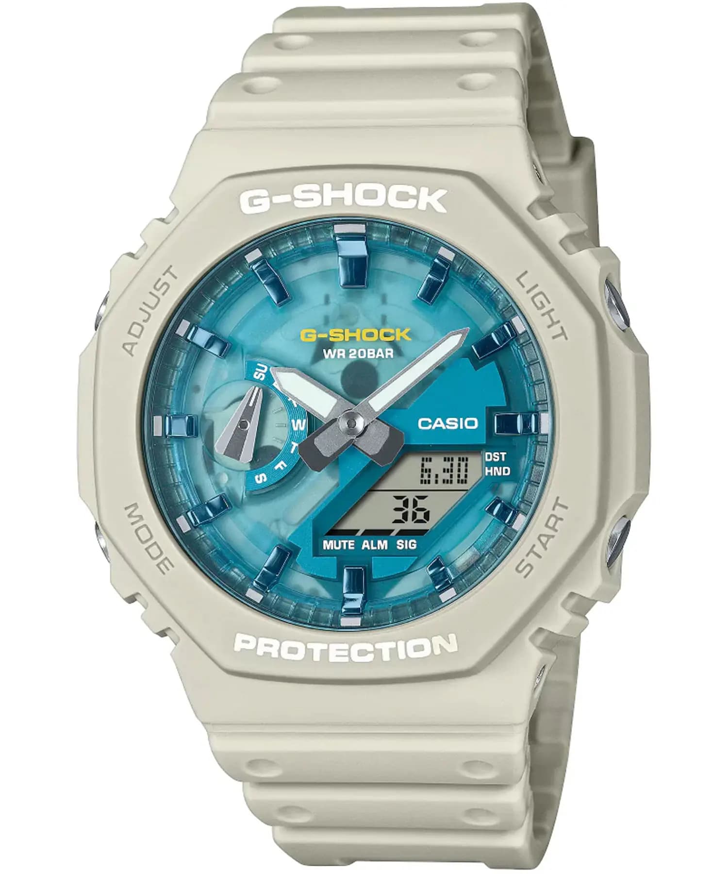 ساعت مردانه کاسیو جیشاک مدل CASIO GA-2100AS-5ADR — تصویر ۳