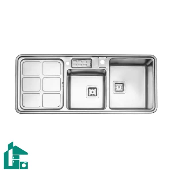 سینک دو لگنه باکسی توکار استیل البرز 855 — تصویر ۵
