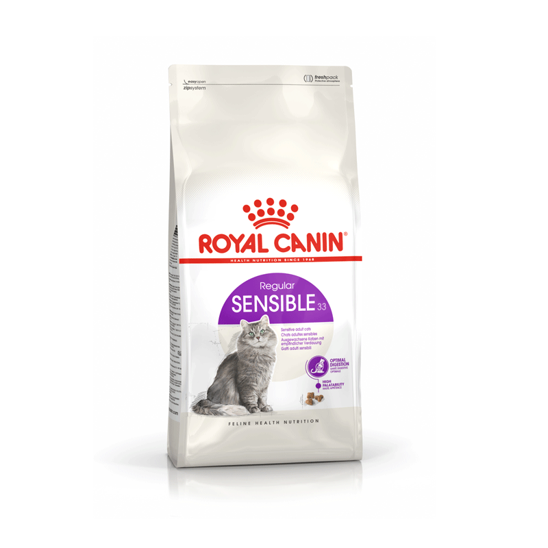 غذای خشک گربه بالغ با گوارش حساس رویال کنین Royal Canin Sensible Adult Cats وزن 2 کیلوگرم