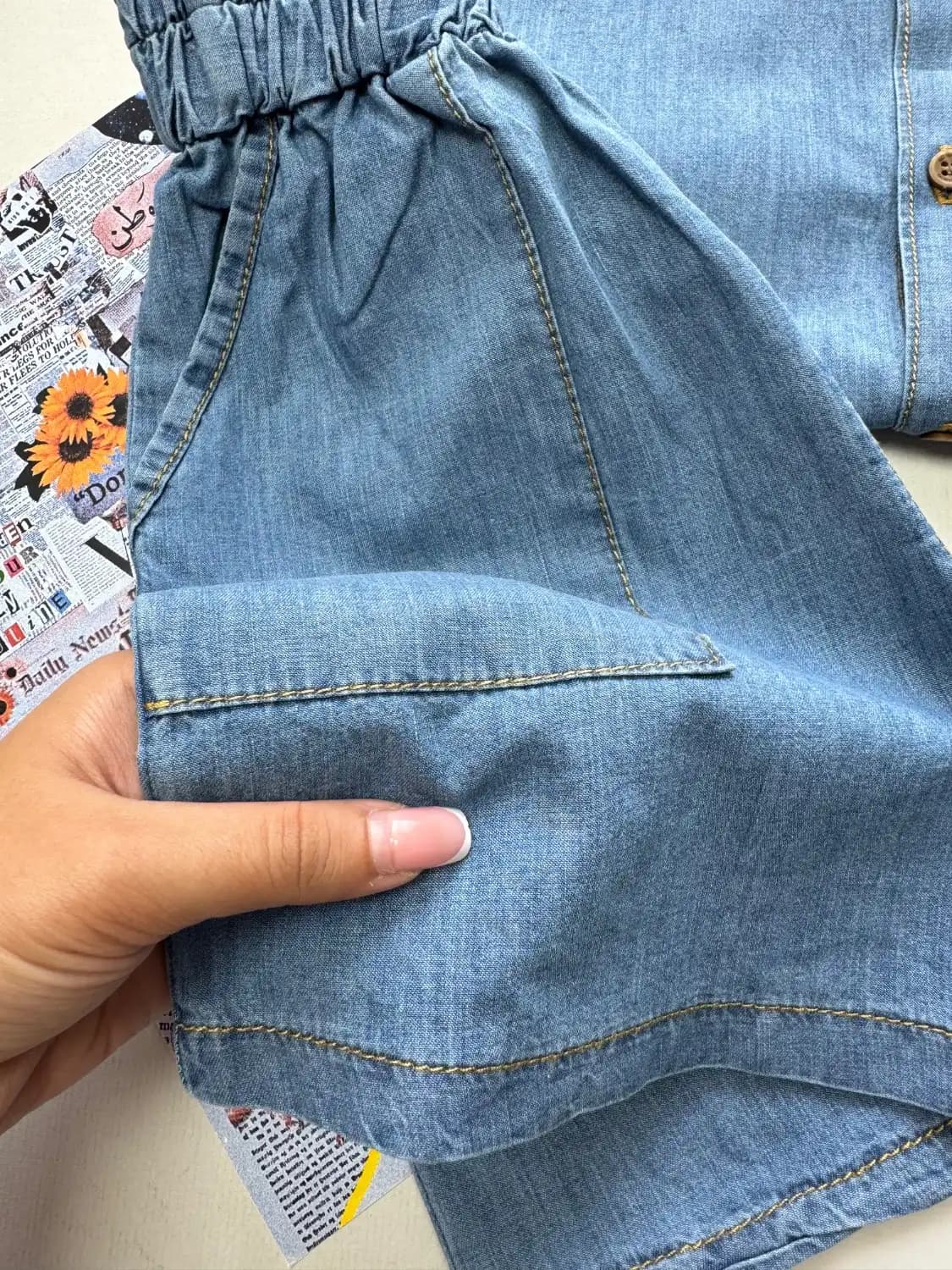 تاپ و شلوارک بچگانه (جین یقه دار)کد 4108 — تصویر ۶