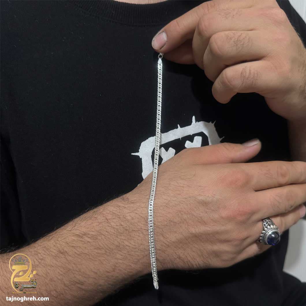 دستبند نقره مردانه کارتیه دوبل ایتالیایی مدل BSM B94 — تصویر ۵