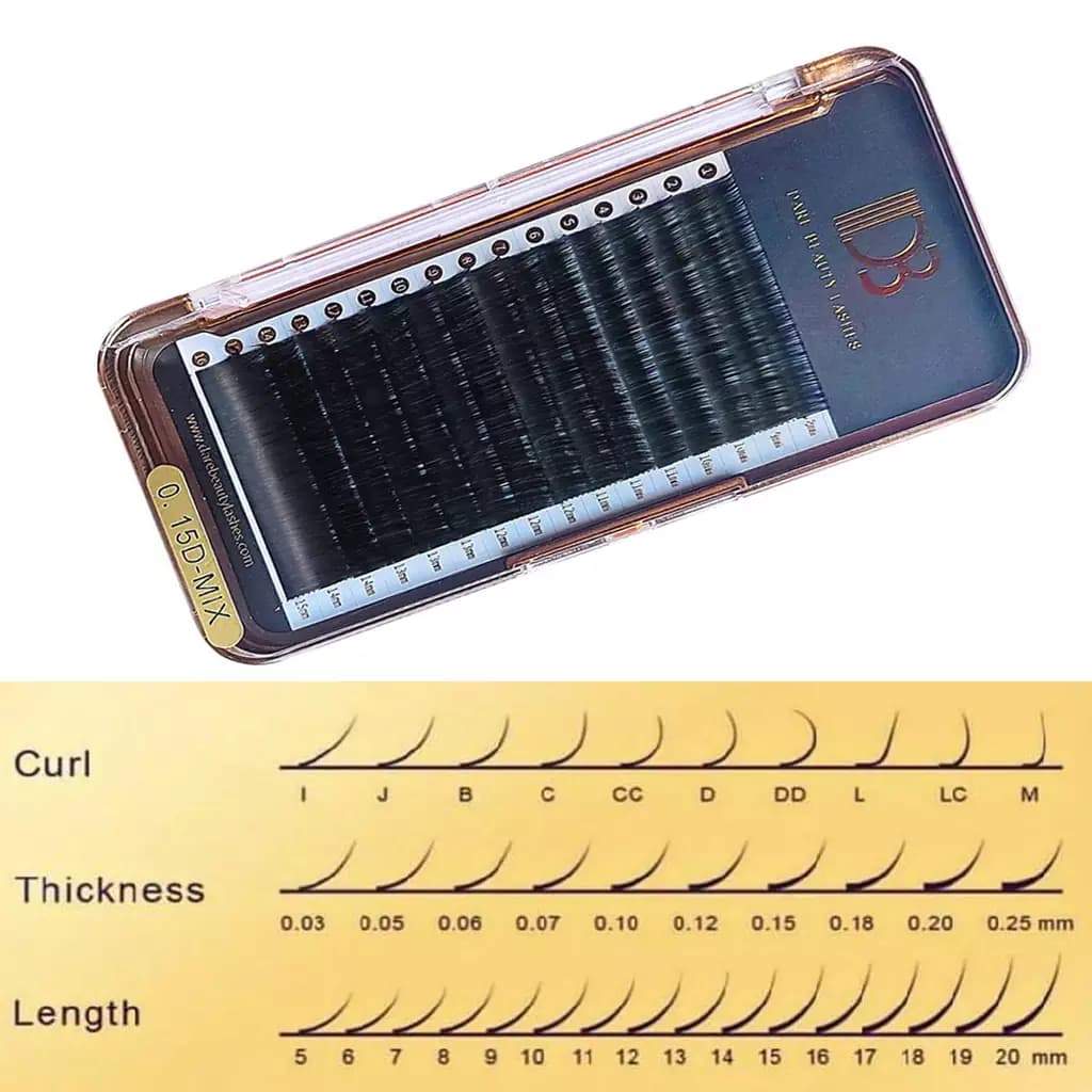 پالت مژه اکستنشن دی بی DB کد 0.15D-MIX