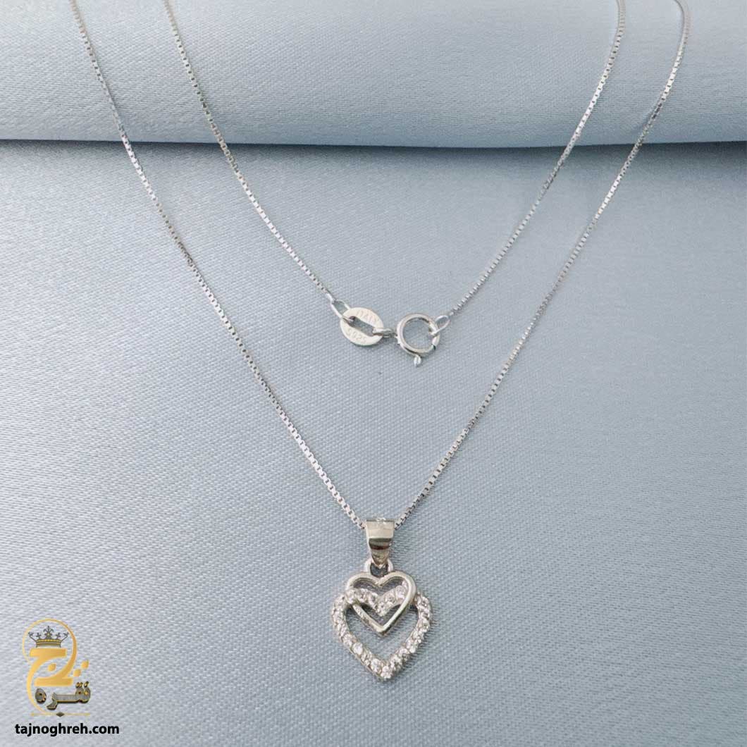 گردنبند نقره ظریف زنانه طرح قلب مدل ZSW Z60 — تصویر ۳