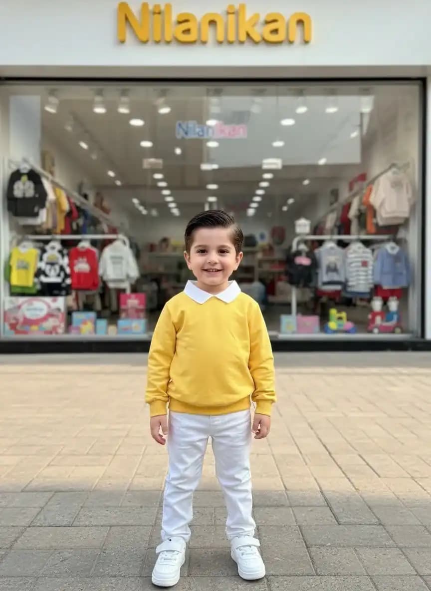 ست بلوز زرد و شلوار جین پسرانه کد1027