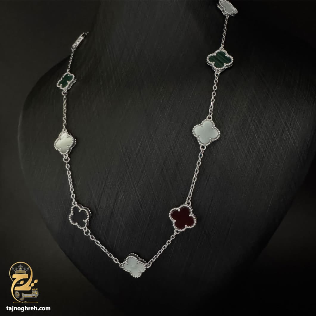 گردنبند نقره ونکلیف زنانه نگین رنگی مدل ZSW Z59 — تصویر ۵