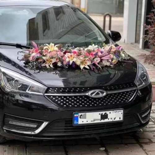 گل آرایی ماشین عروس با گل های ارکیده طبیعی کد 60