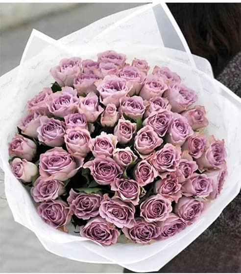 دسته گل گرد رز یاسی هلندی کد491 — تصویر ۲