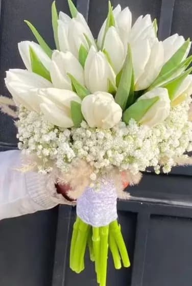 دسته گل ژیپسوفیلا و گلایول کد 482