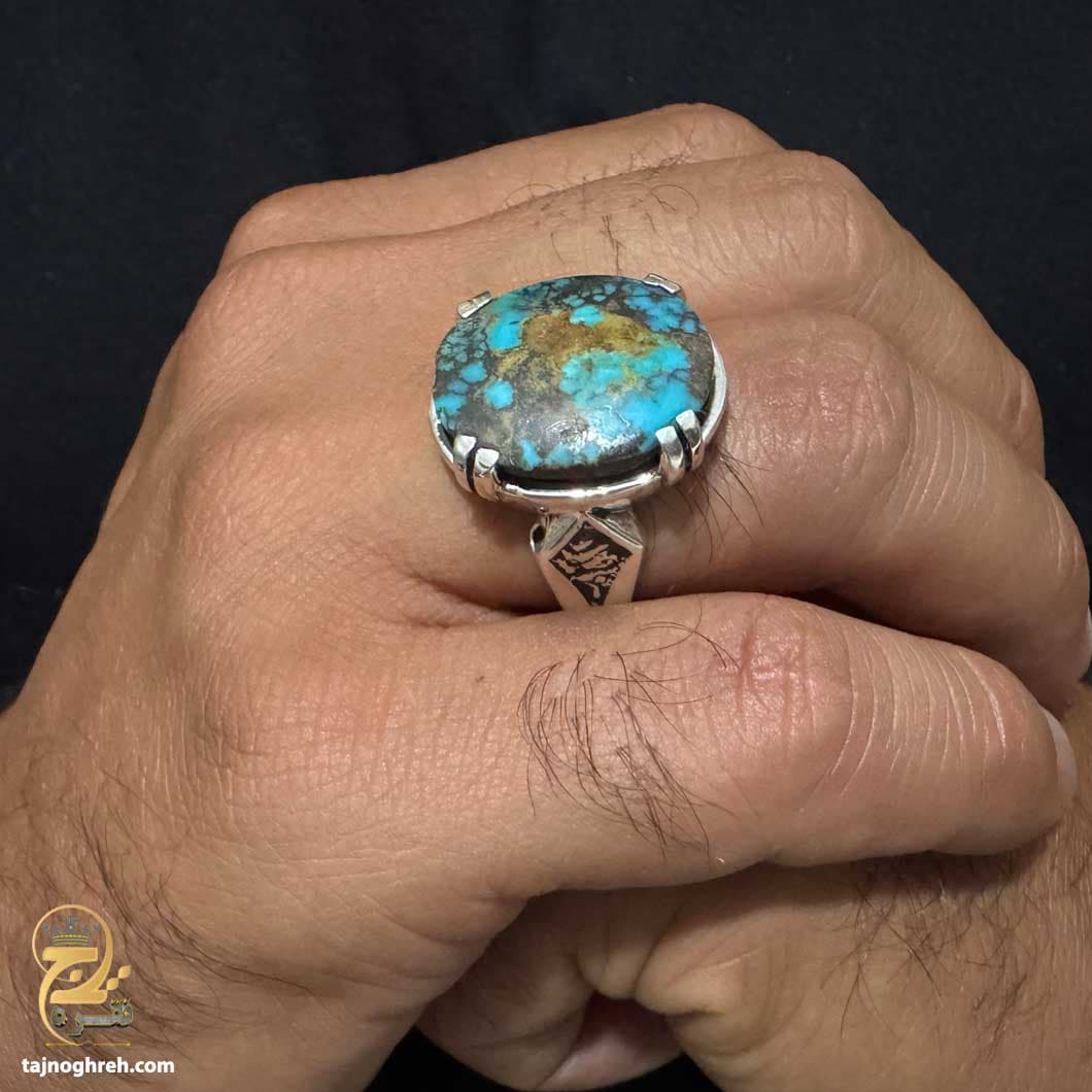 انگشتر نقره مردانه فیروزه نیشابور مدل RSM K124 — تصویر ۶