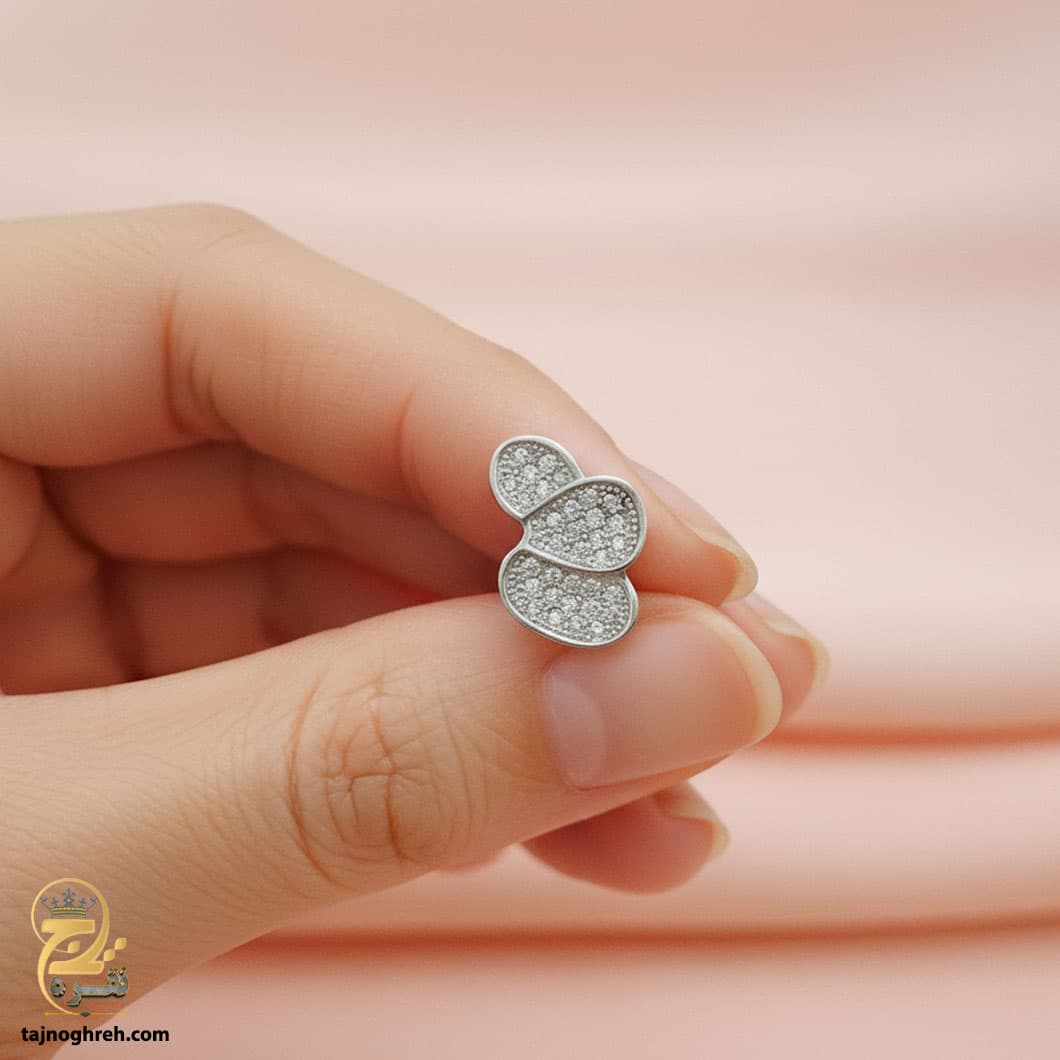 گوشواره نقره زنانه فانتزی شیک مدل ESW E80 — تصویر ۶