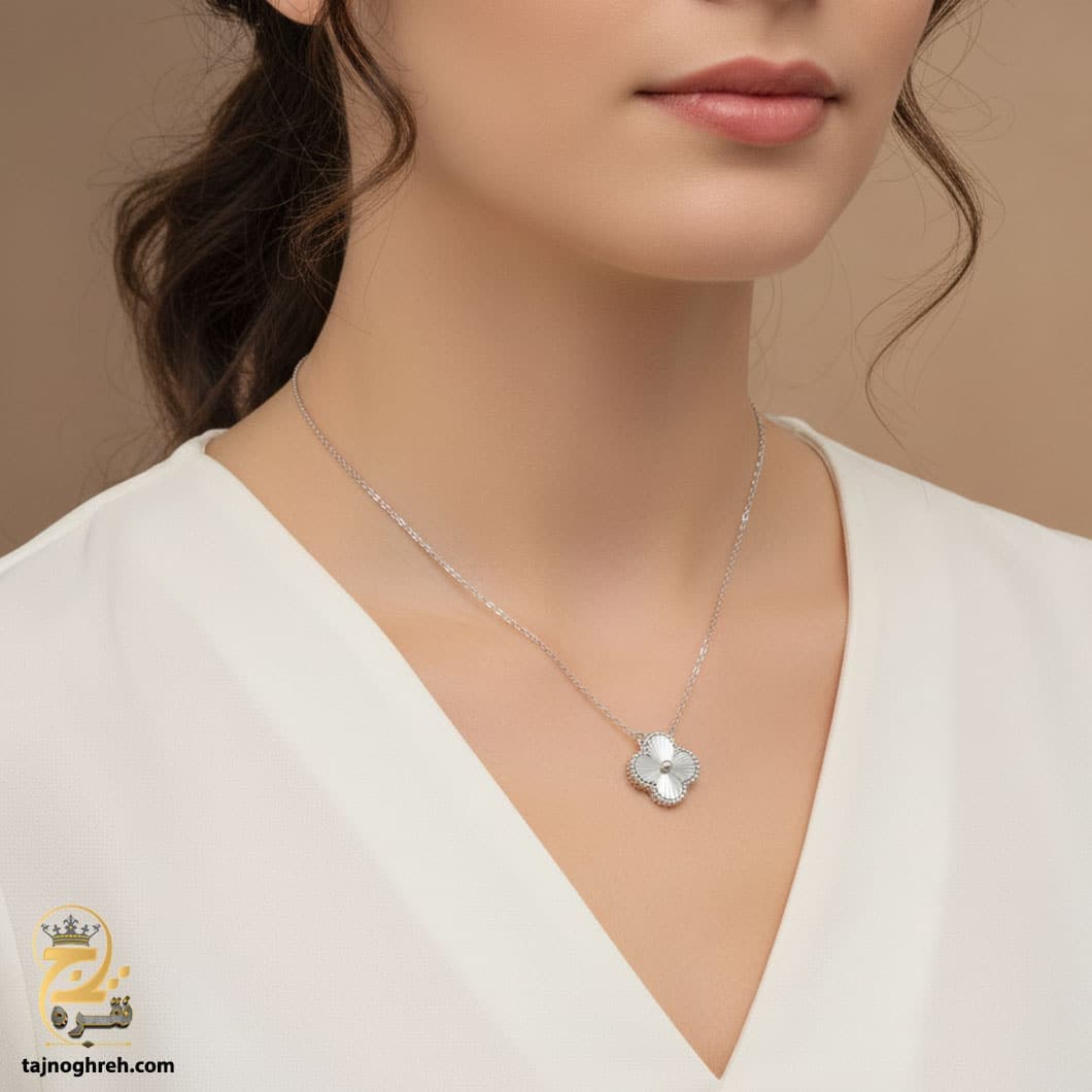 گردنبند نقره ونکلیف زنانه تک گل مدل ZSW Z55 — تصویر ۲