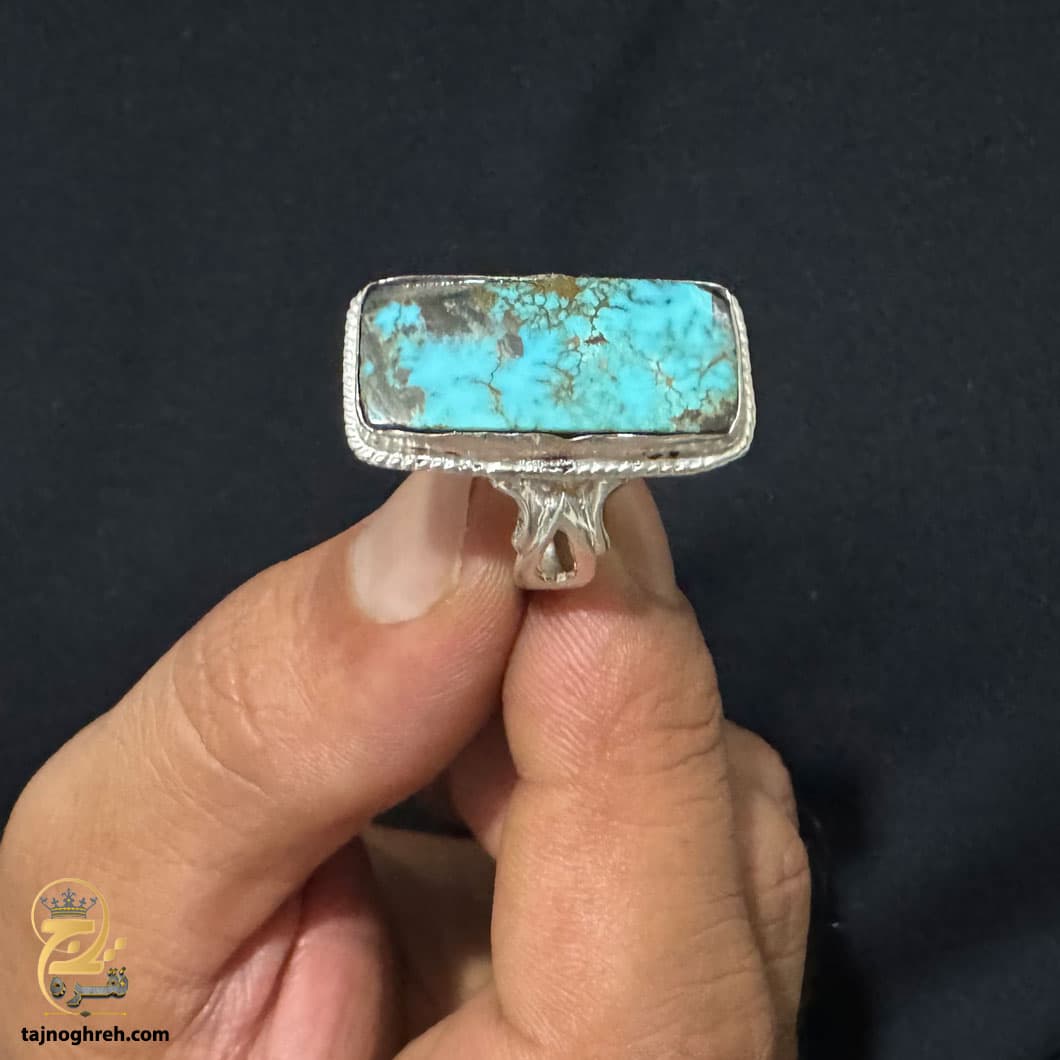 انگشتر نقره فیروزه نیشابور مردانه مدل RSM K122 — تصویر ۴