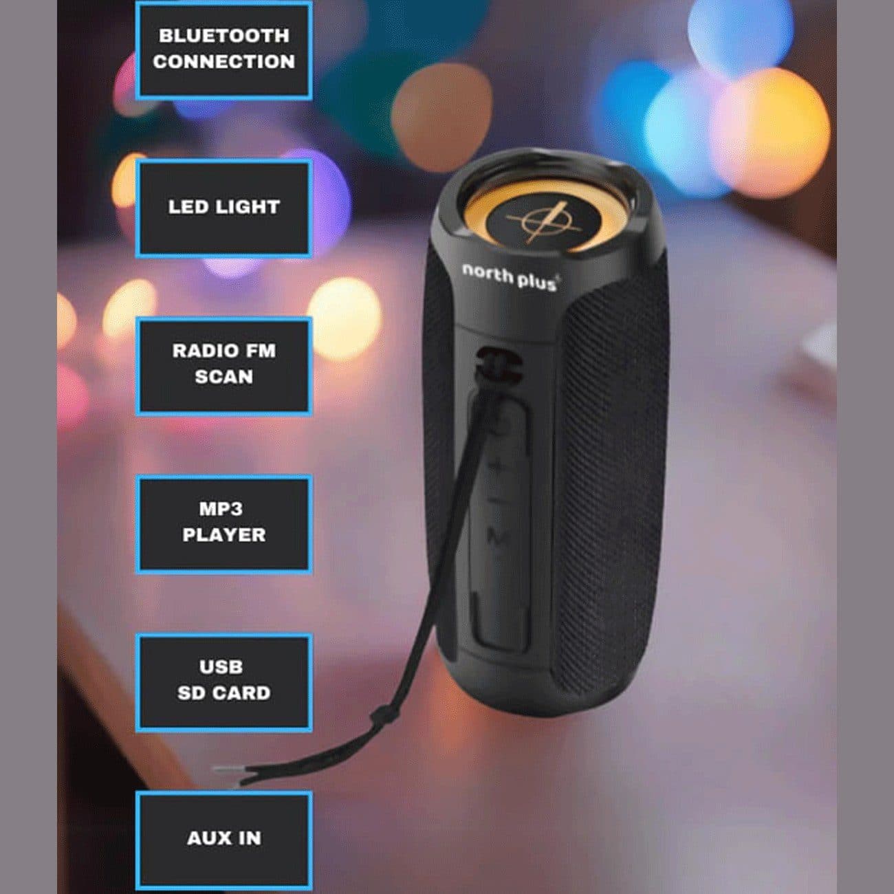 اسپیکر بلوتوثی قابل حمل نورث پلاس مدل Sound wave 34 — تصویر ۵