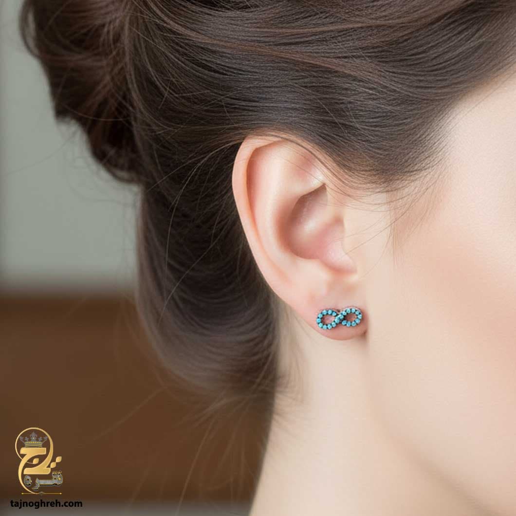 گوشواره نقره زنانه طرح بی نهایت مدل ESW E79