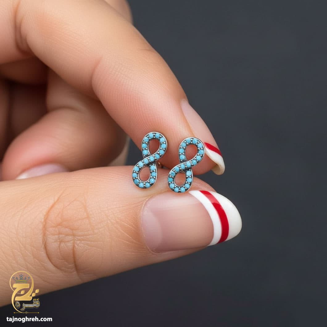 گوشواره نقره زنانه طرح بی نهایت مدل ESW E79 — تصویر ۲