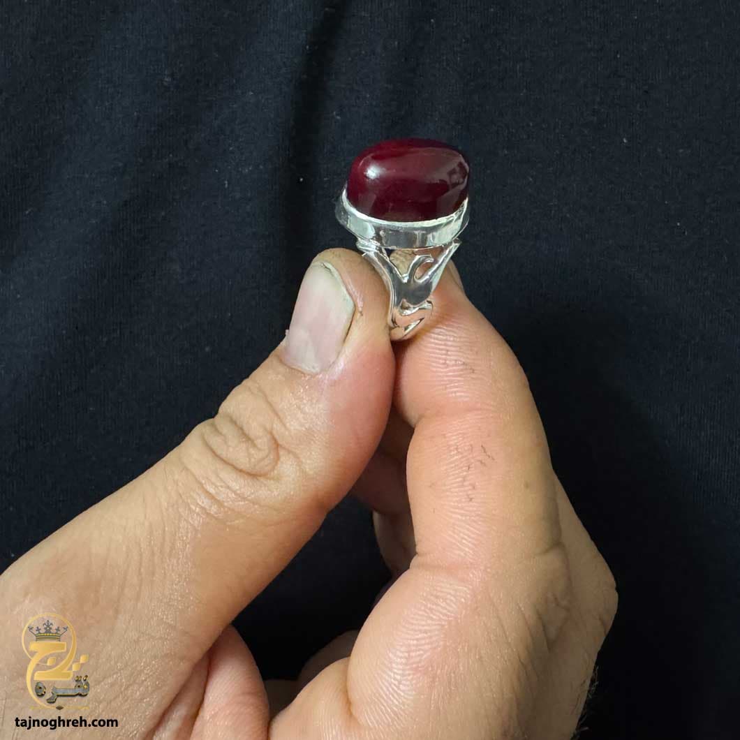 انگشتر نقره مردانه عقیق جگری مدل RSM K120 — تصویر ۳