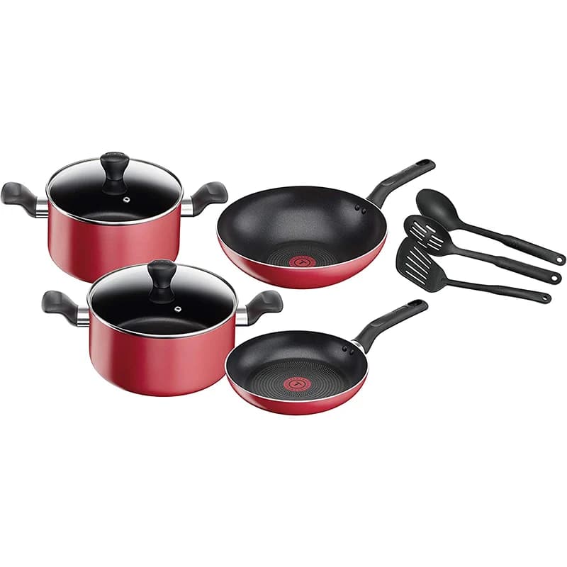 سرویس قابلمه 9 پارچه قرمز تفال مدل سوپر کوک TEFAL SUPER COOK B243S986