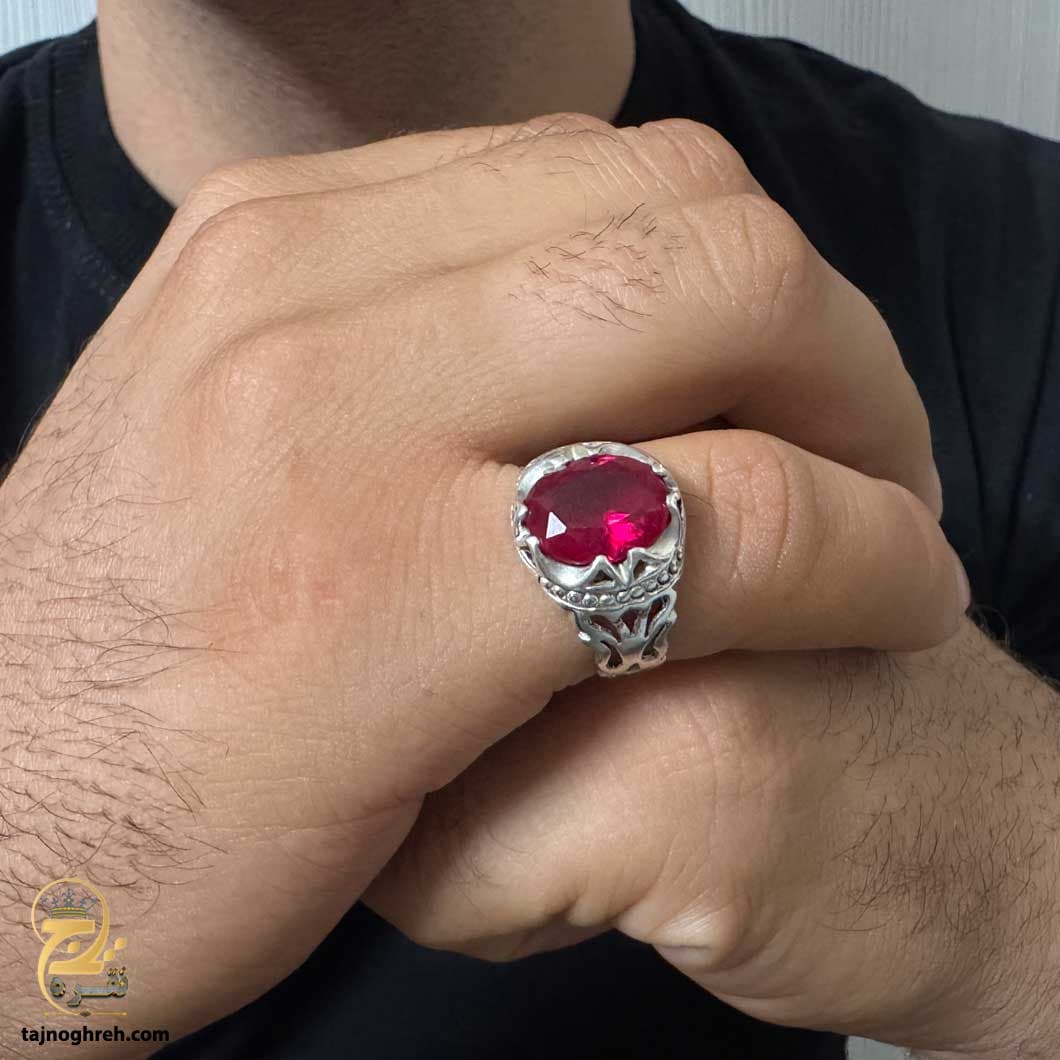 انگشتر نقره یاقوت سرخ مردانه مدل RSM K114 — تصویر ۳