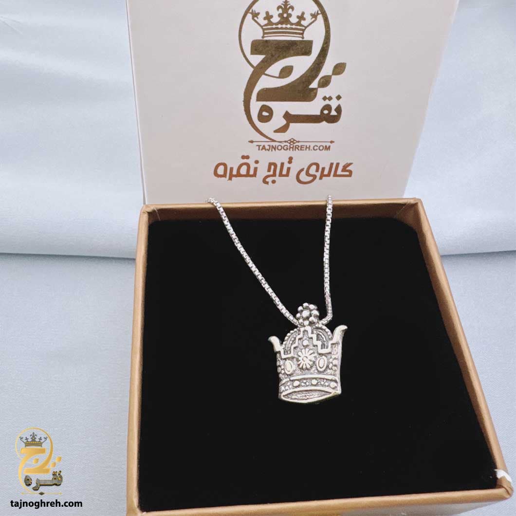 گردنبند نقره مردانه خاص طرح تاج مدل NSM N52 — تصویر ۳