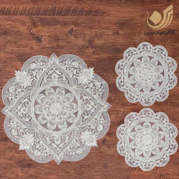 رومیزی سه‌تیکه دانتل ترک مدل رویال (گرد)