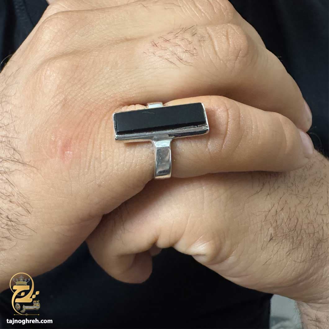 انگشتر نقره مردانه آمیتیست تخت مدل RSM K113 — تصویر ۵