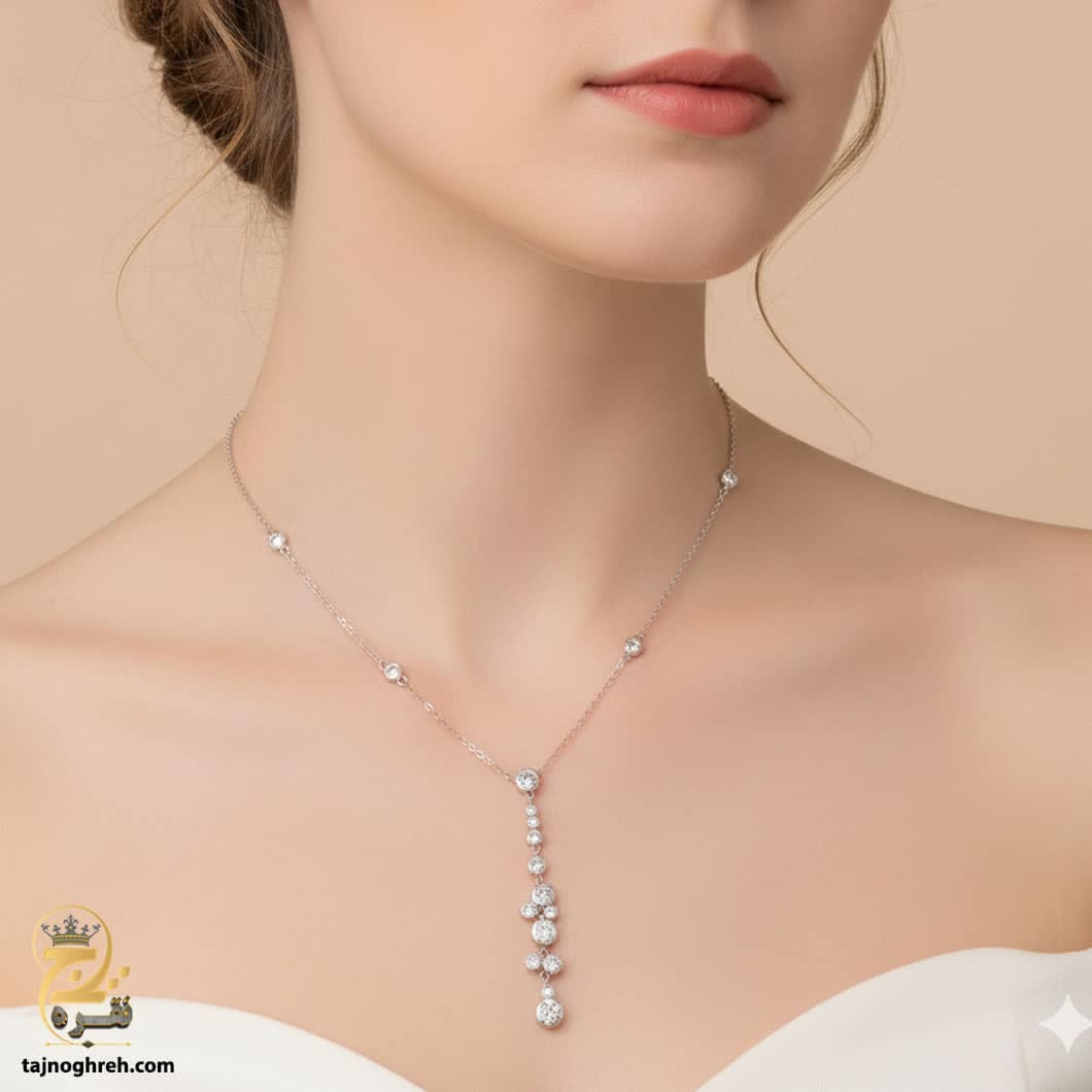 گردنبند نقره زنانه شیک طرح جواهری مدل ZSW Z46 — تصویر ۶