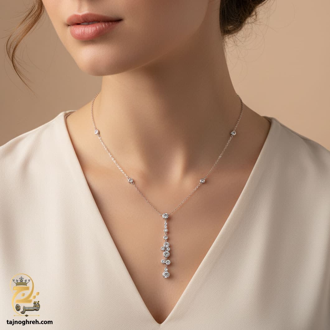 گردنبند نقره زنانه شیک طرح جواهری مدل ZSW Z46 — تصویر ۲