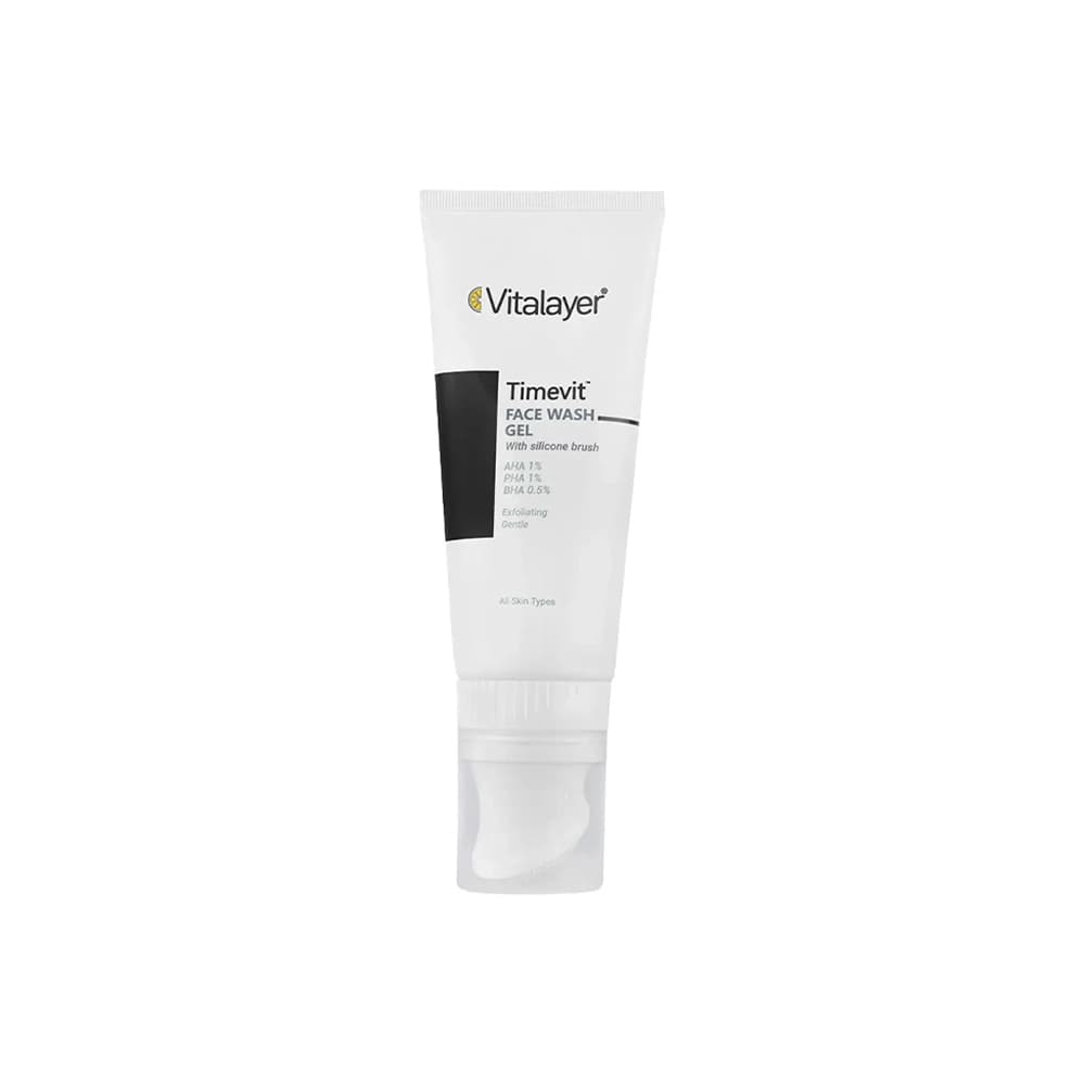 ژل شستشوی صورت مدل Timevit مناسب انواع پوست ویتالیر براش سیلیکونی حجم 200 میل