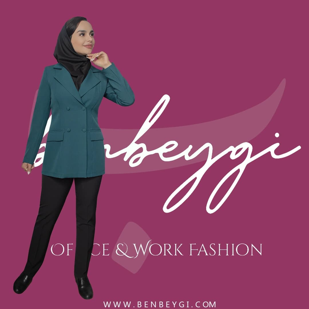 کت تک زنانه سبز یقه انگلیسی چهار دکمه روهمگرد دار پارچه کرپ مازراتی کد 28830 — تصویر ۵