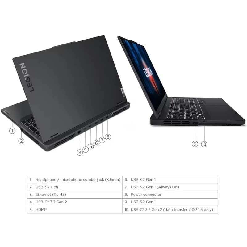 لپ تاپ 16 اینچی لنوو مدل Legion Pro 5 16IRX8-i7 13650HX-16GB DDR5 4800MHz-1TB SSD-RTX4060 8GB-QHD 240Hz — تصویر ۸