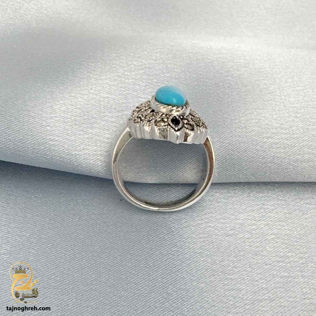 انگشتر نقره زنانه با نگین فیروزه آمریکایی مدل RSW F63 — تصویر ۷
