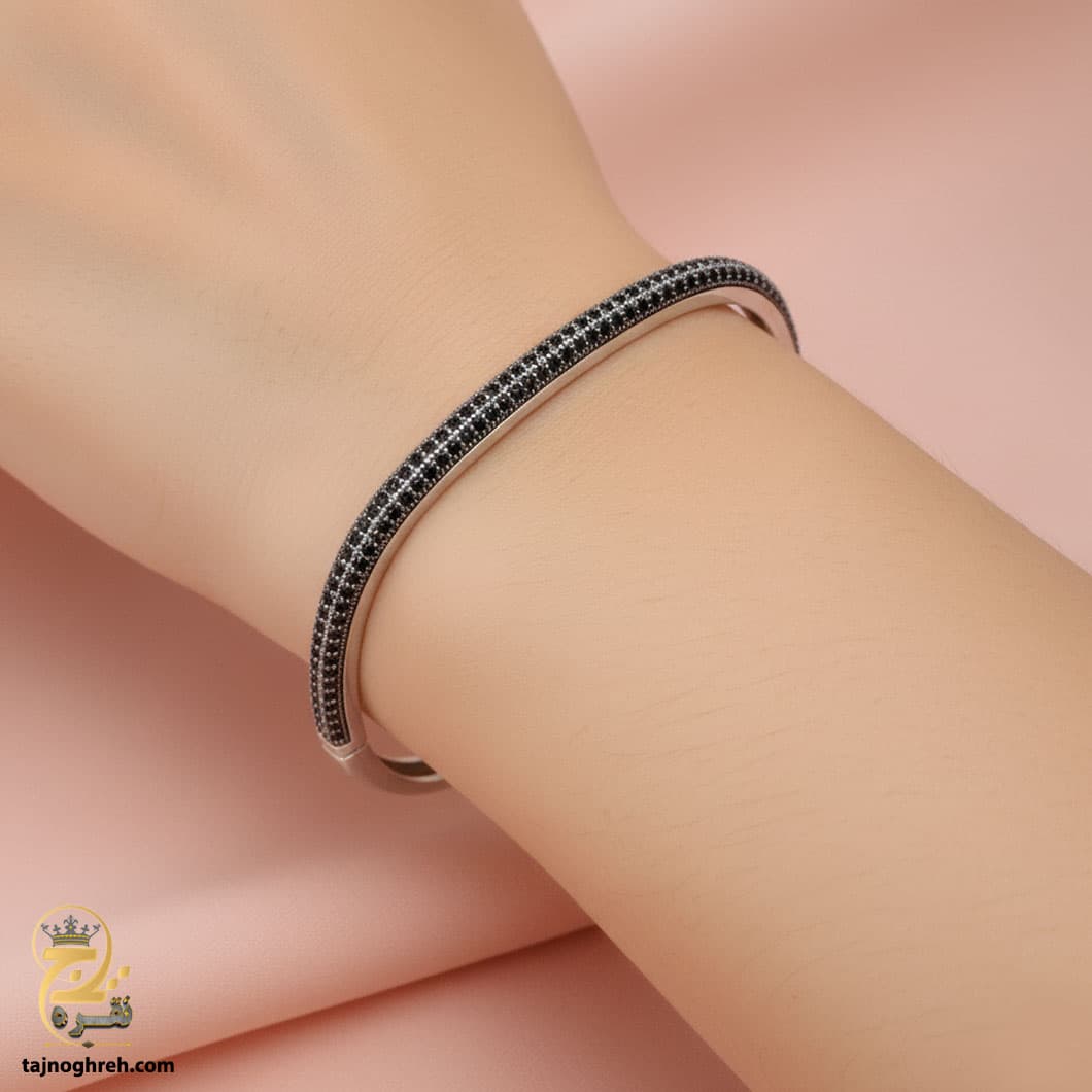 دستبند النگویی نقره زنانه زیبا چهار گوش مدل DSW D50 — تصویر ۲