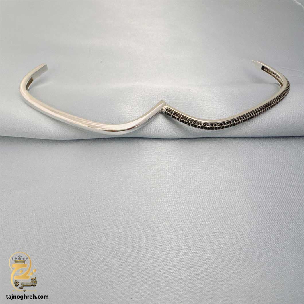 دستبند النگویی نقره زنانه زیبا چهار گوش مدل DSW D50 — تصویر ۴