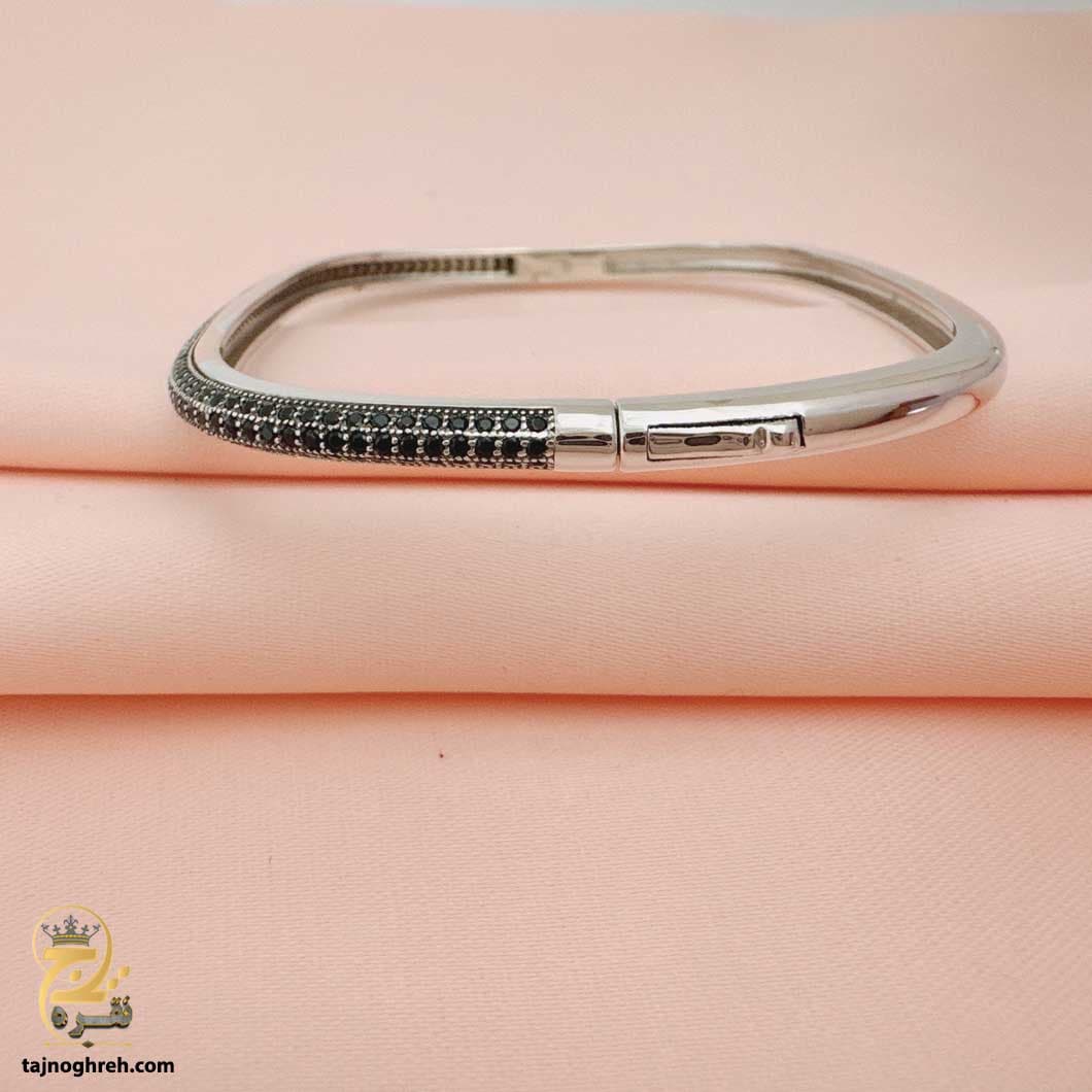 دستبند النگویی نقره زنانه زیبا چهار گوش مدل DSW D50 — تصویر ۵