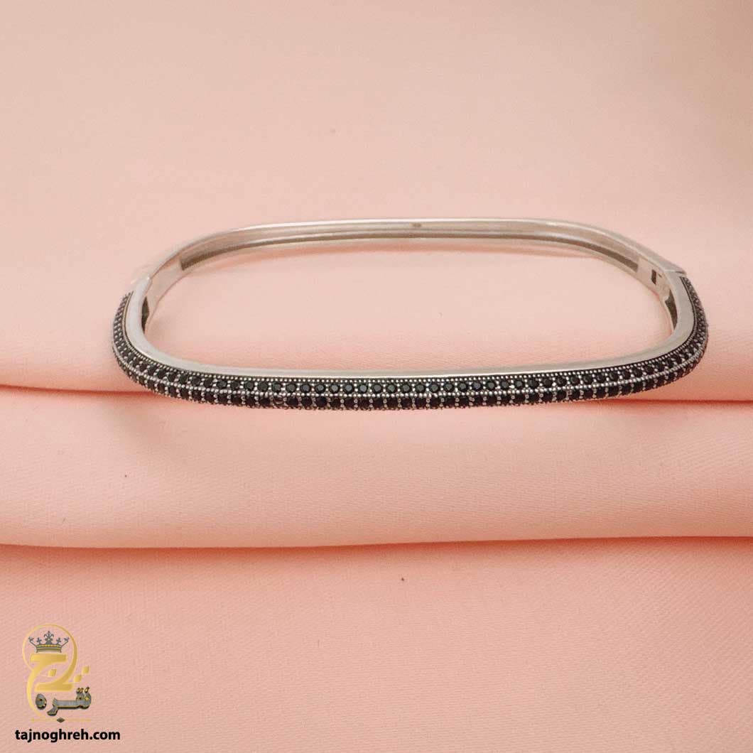 دستبند النگویی نقره زنانه زیبا چهار گوش مدل DSW D50 — تصویر ۳