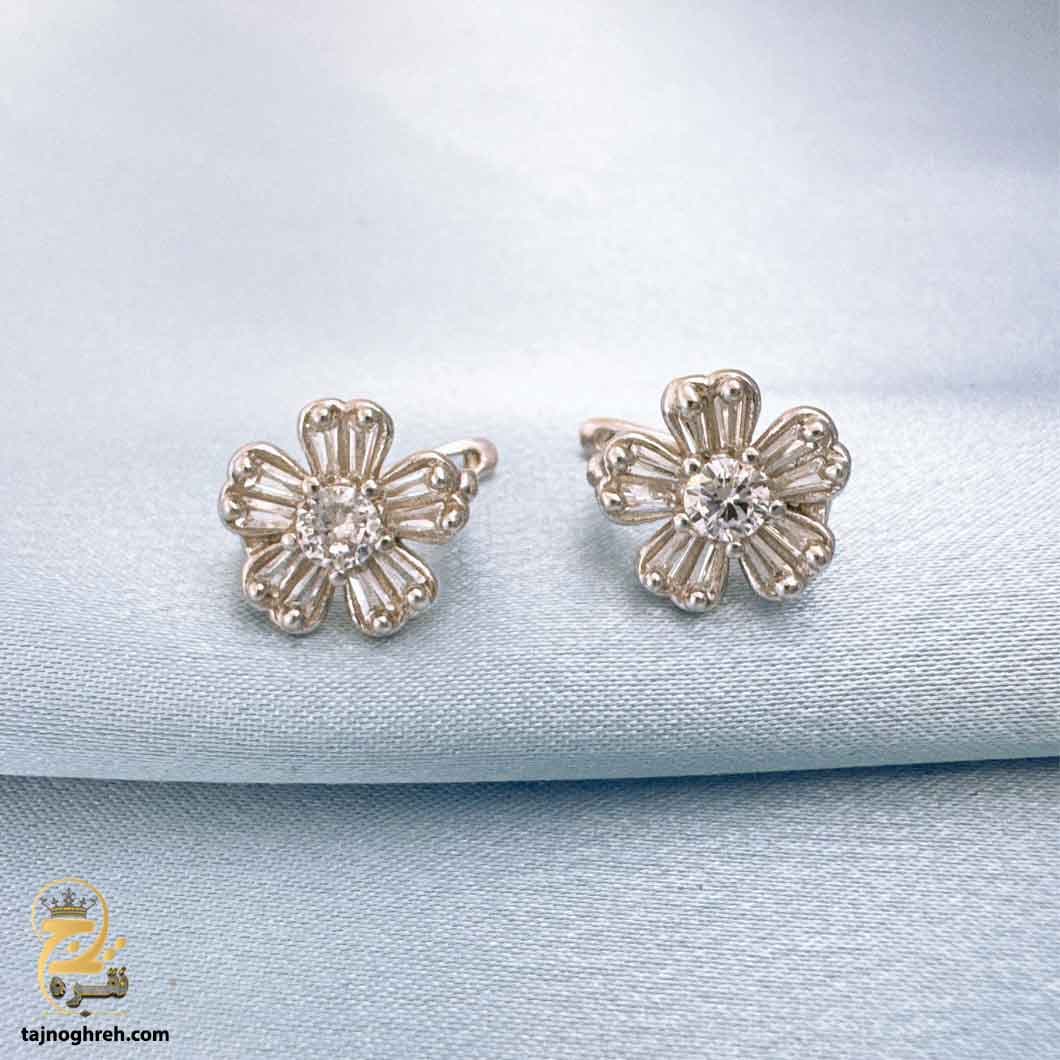 گوشواره نقره نگین دار طرح گل مدل ESW E69 — تصویر ۷