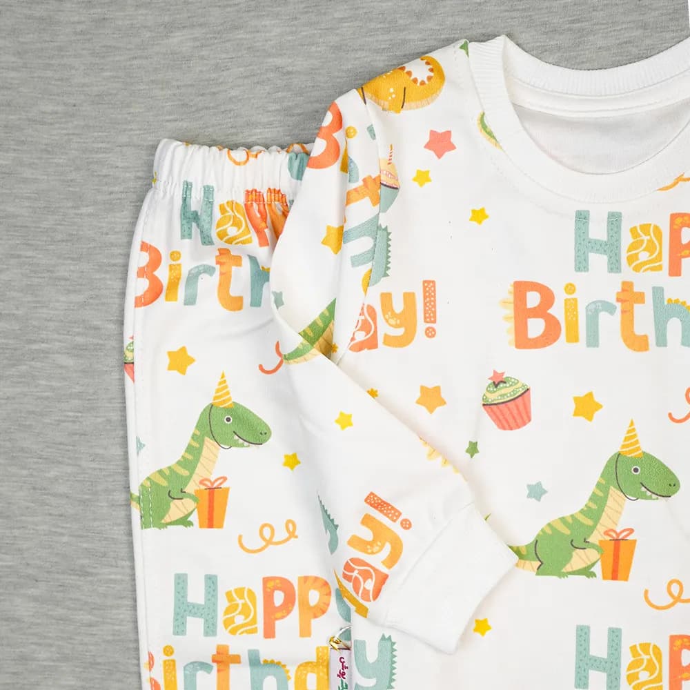 ست بچگانه بلوز و شلوار Happy Birthday (عمده) | سپیدپوش — تصویر ۳