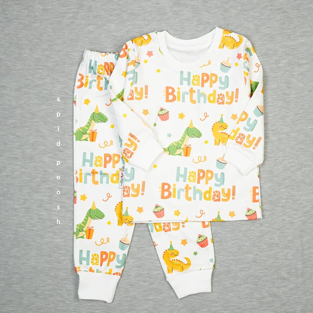 ست بچگانه بلوز و شلوار Happy Birthday (عمده) | سپیدپوش