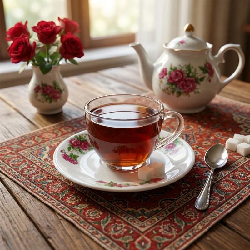 نعلبکی مدل گل سرخی کد B21360 — تصویر ۲