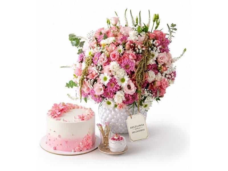 گل و کیک پکیج لاکچری برای سالگرد (پرگل)