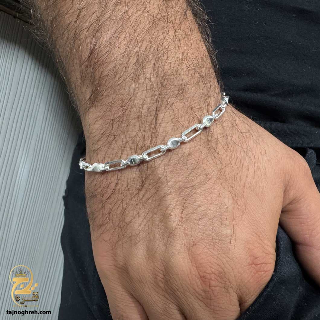 دستبند نقره ایتالیایی مردانه دیپلمات مدل BSM B77 — تصویر ۲