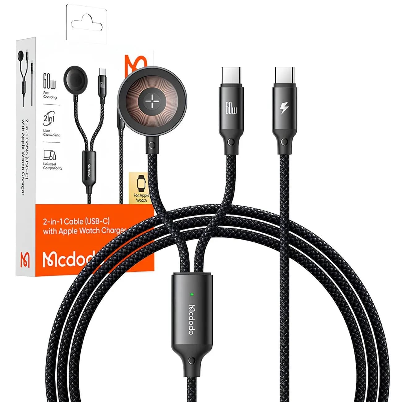 کابل Type-C به Type-C و شارژر اپل واچ مک دودو Mcdodo CA-220 Cable Wireless Charger توان 60 وات — تصویر ۸