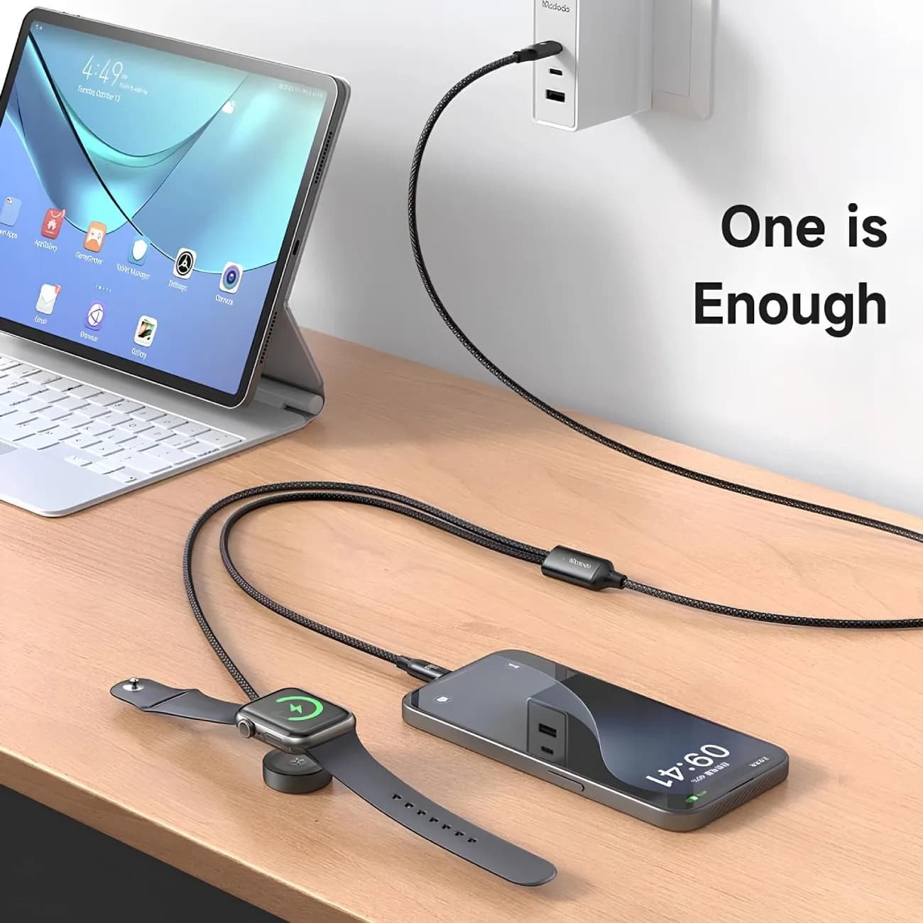 کابل Type-C به Type-C و شارژر اپل واچ مک دودو Mcdodo CA-220 Cable Wireless Charger توان 60 وات — تصویر ۳