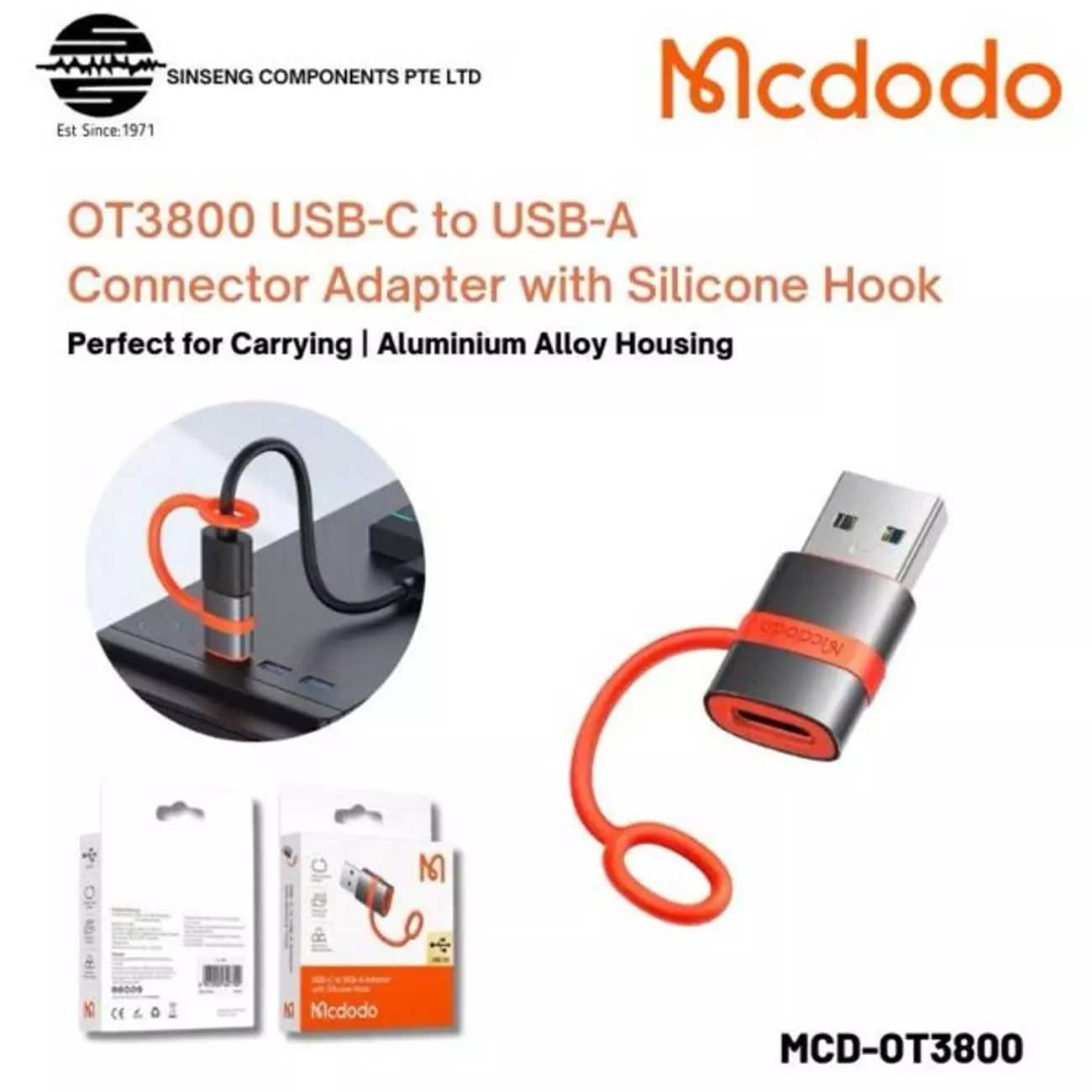 تبدیل OTG یو اس بی به تایپ سی مک دودو Mcdodo OT-3800 Silicone Hook — تصویر ۷
